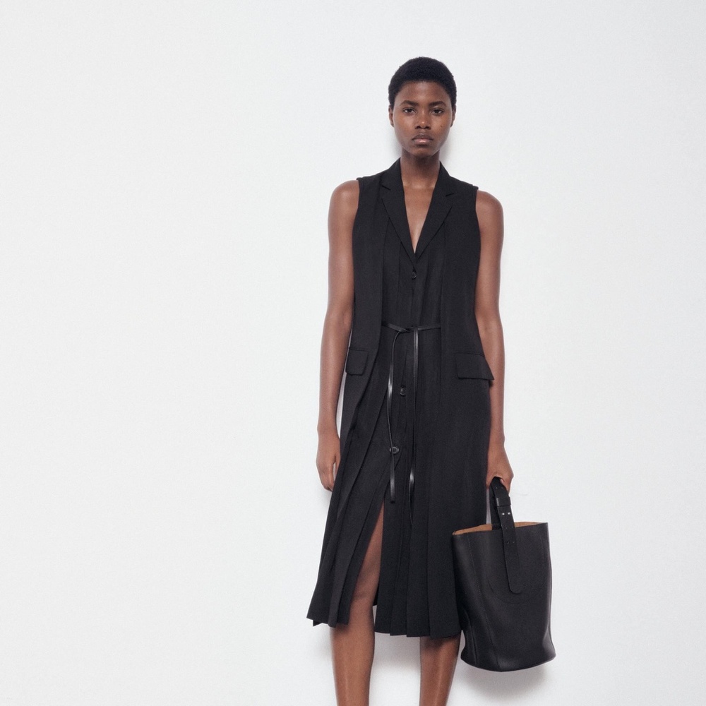 Zara - Zw Collection Waistcoat Dress With Belt - Woman - Black